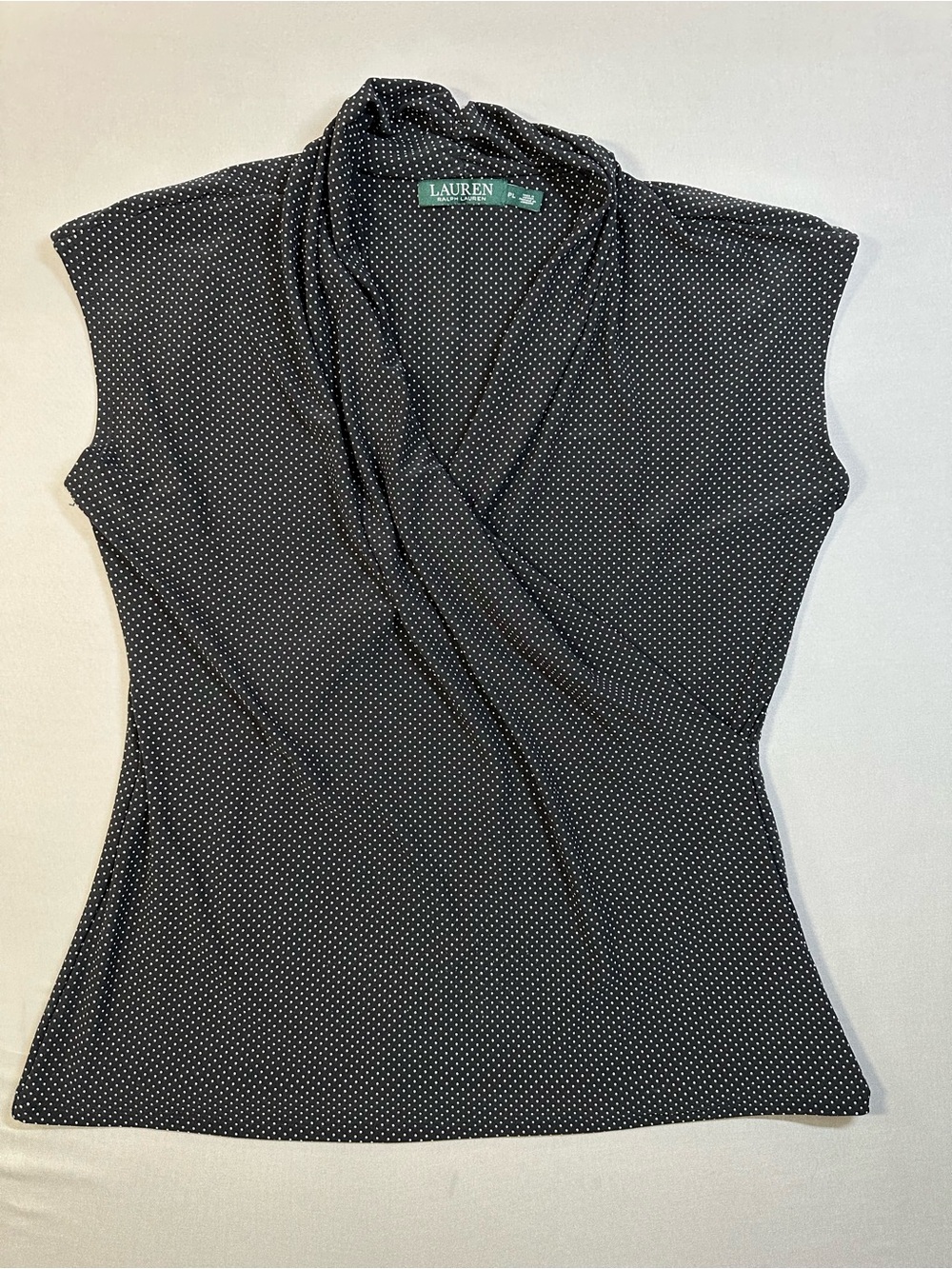 Lauren Ralph Lauren Sleeveless Blouse, Polka-Dot, Draped Neckline - Womens PL